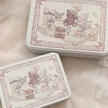 兔熊ins風可愛鐵盒5入